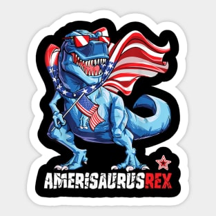 Dinosaur 4th Of July T Shirt Kids Boys Men Amerisaurus T Rex Sticker